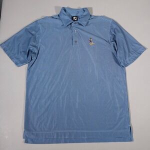 FootJoy Polo Shirt Mens Large Blue Houndstooth Lisle Golf Bird Logo Short Sleeve